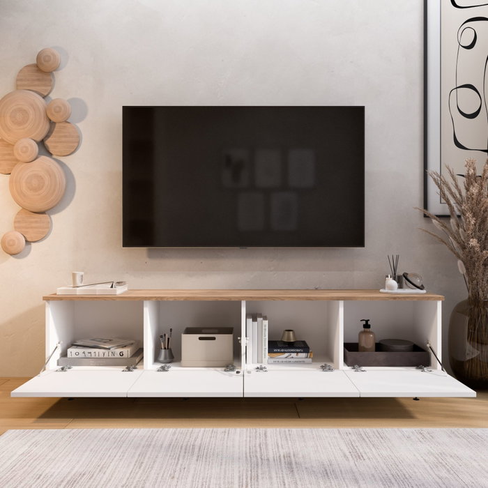 Hanah Home Nord - ND7-SW Soporte para TV Blanco y Roble Hanah Home Nord - ND7-SW Soporte para TV Blanco y Roble